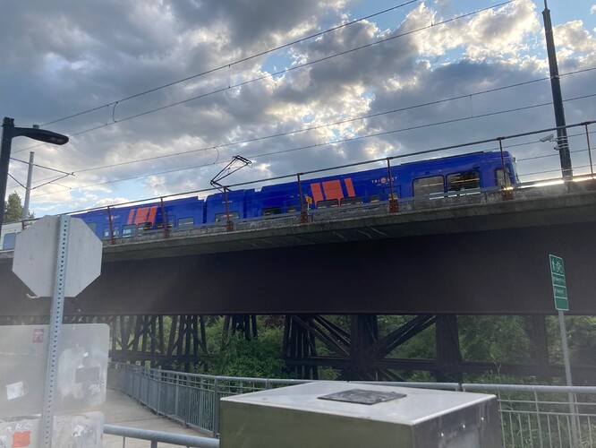 southbound blue car