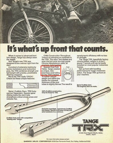 tange forks trx advertisement may 1980